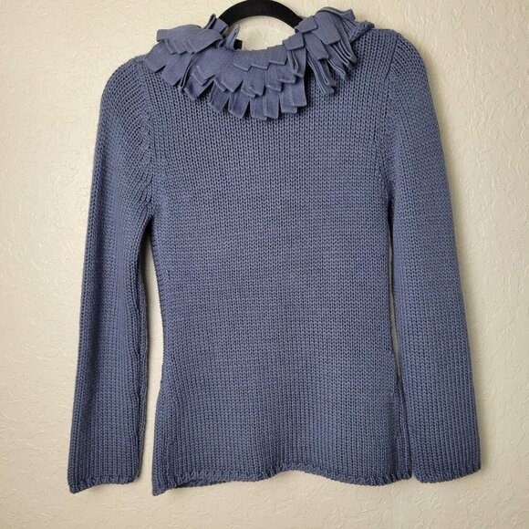 Philippe Adec Paris Wool Blend Cardigan Womens Knit Fringe French Girl Designer - Picture 4 of 16